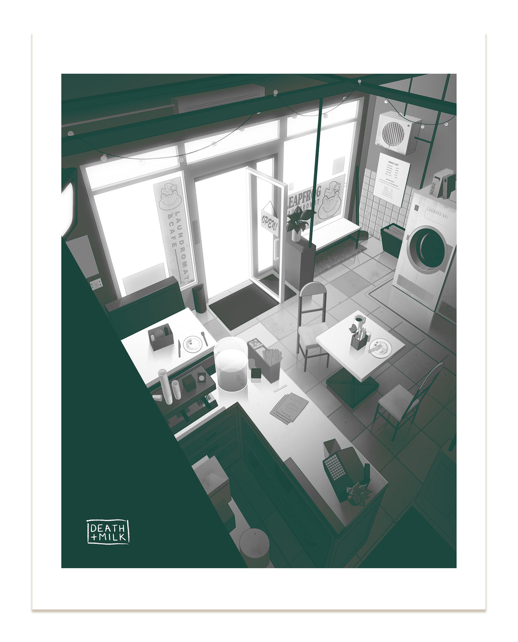 'Leapfrog Laundromat & Cafe' Giclée Print